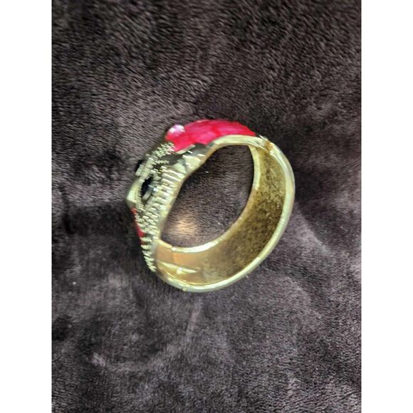 Fashion Cute Enamel Owl Bangle Fold-Over Bracelet / Red - Picture 7 of 7